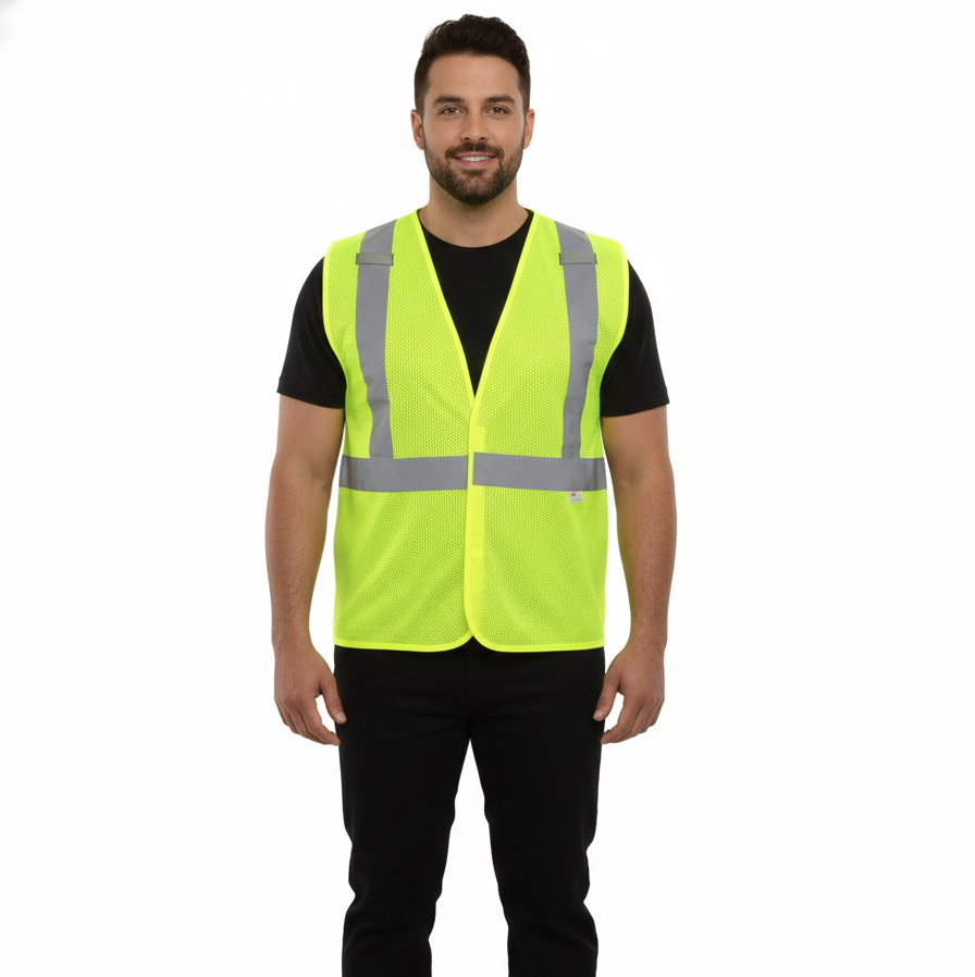 Lime Yellow Regular Nylon Reflective Safety Vest