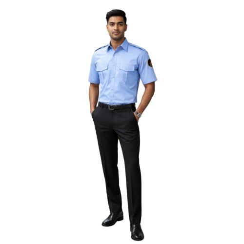Blue PV Twill HS Shirt & Black PV Matty Pant Mens Security Uniform Set