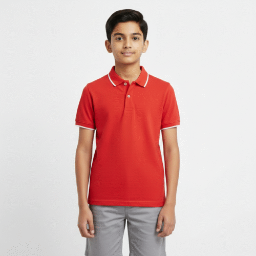 Kids Cotton 240GSM Polo Tshirts with White Tipping